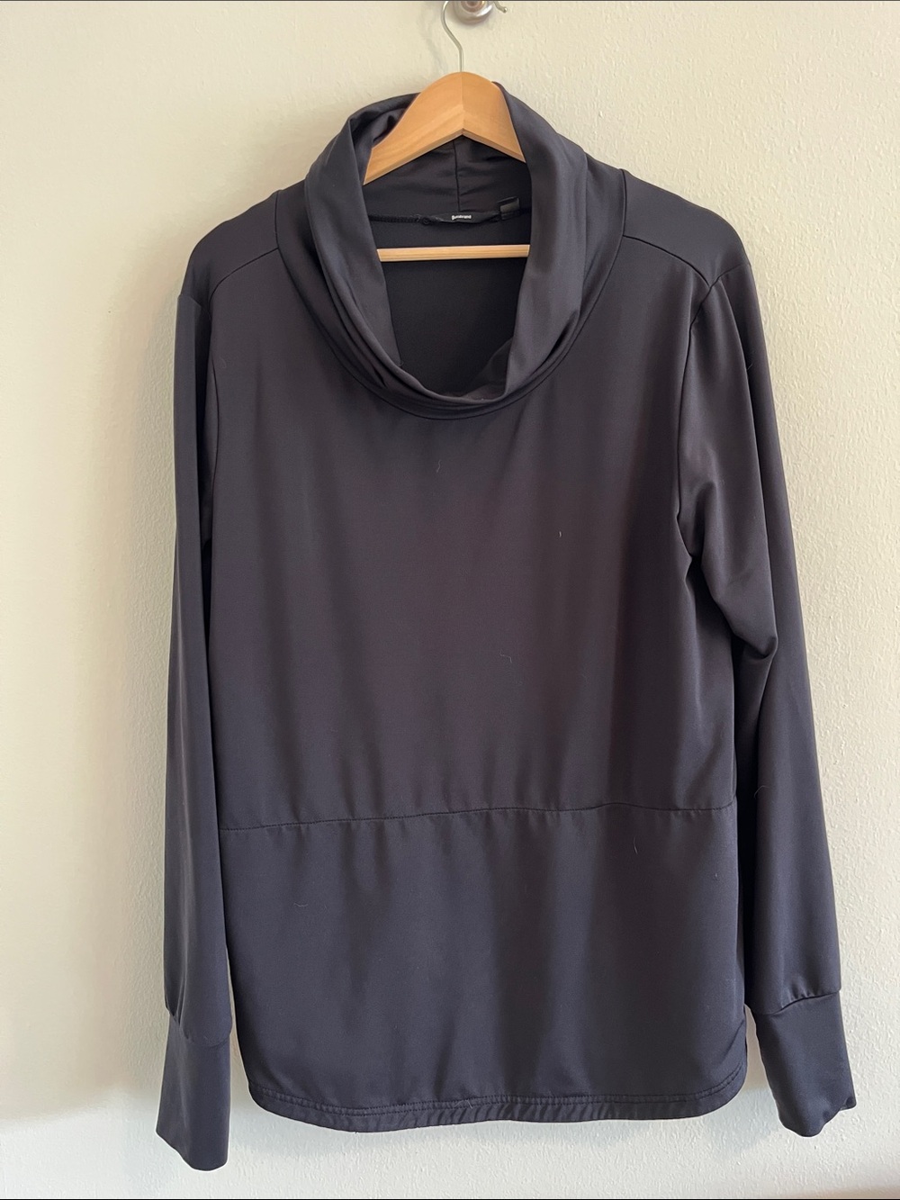 Betabrand Charcoal Cowl-Neck Long Sleeve Sweater